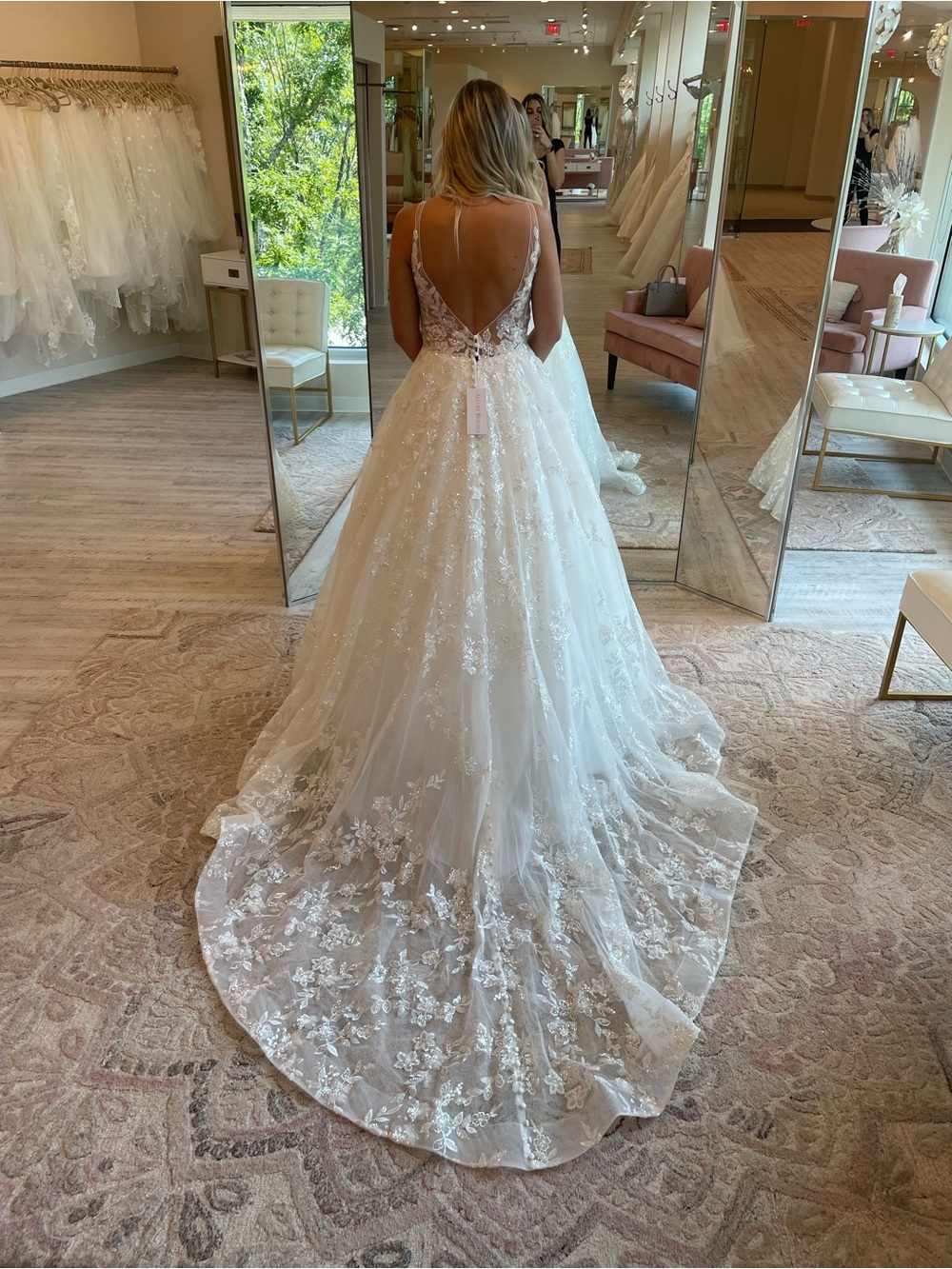 Allure Bridals 9758 Plunging V-Neck Lace A-Line Gown in Ivory